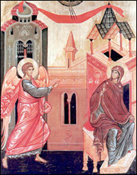 Archangel Gabriel brings glad tidings to the Virgin Mary