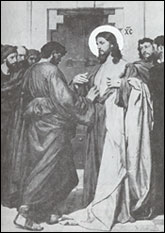 Apostle Thomas tests the Lord's wounds
