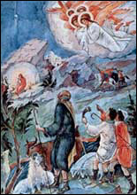 The angels glorify the Infant-Christ.